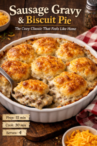 Sausage Gravy Biscuit Pie