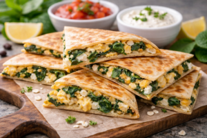 Spinach Feta Breakfast Quesadilla