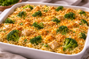 Cheesy Chicken Broccoli Rice Casserole